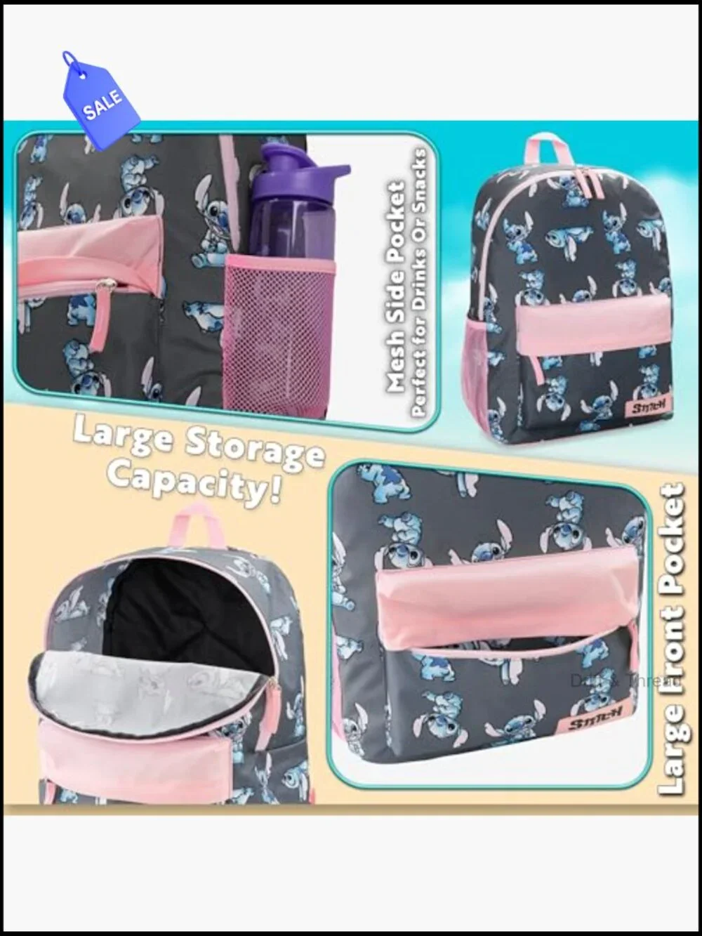 Stitch Backpack for Girls School Bag Kids Bookbag with Padded Straps